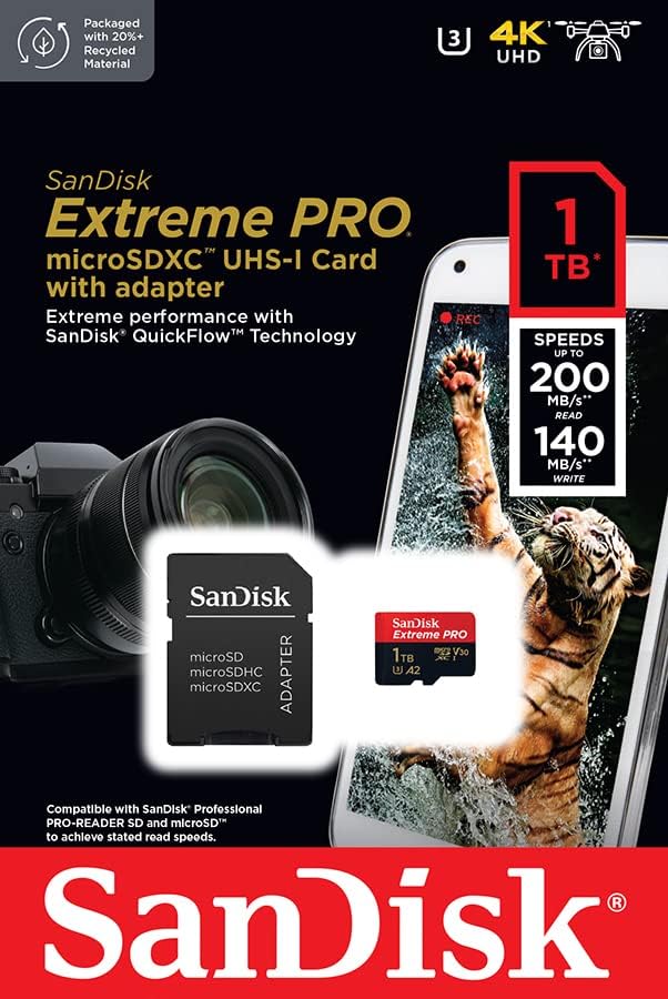 SANDISK EXTREME PRO 1TB 200MB/S READ - 140MB/S WRITE MICRO SD SANDISK EXTREME PRO 1TB 200MB/S READ - 140MB/S WRITE MICRO SD